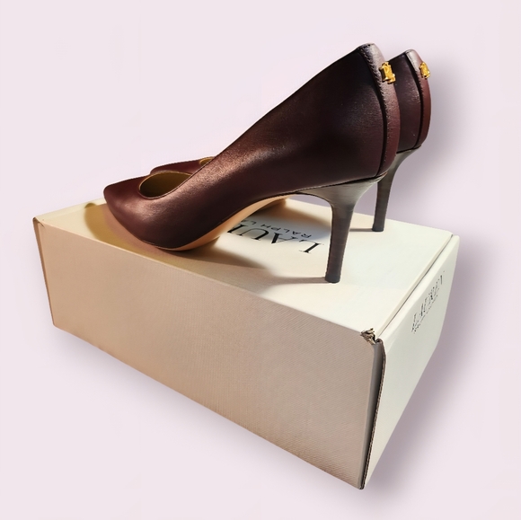 Women's Lauren Ralph Lauren Lanette Red Soft Nappa Pointed Toe Mid Heel Shoes 7B - Picture 5 of 16